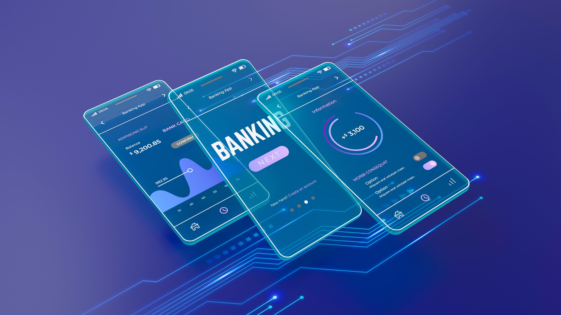 Futuristic Mobile Banking App Interface
